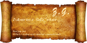 Zuberecz Günter névjegykártya